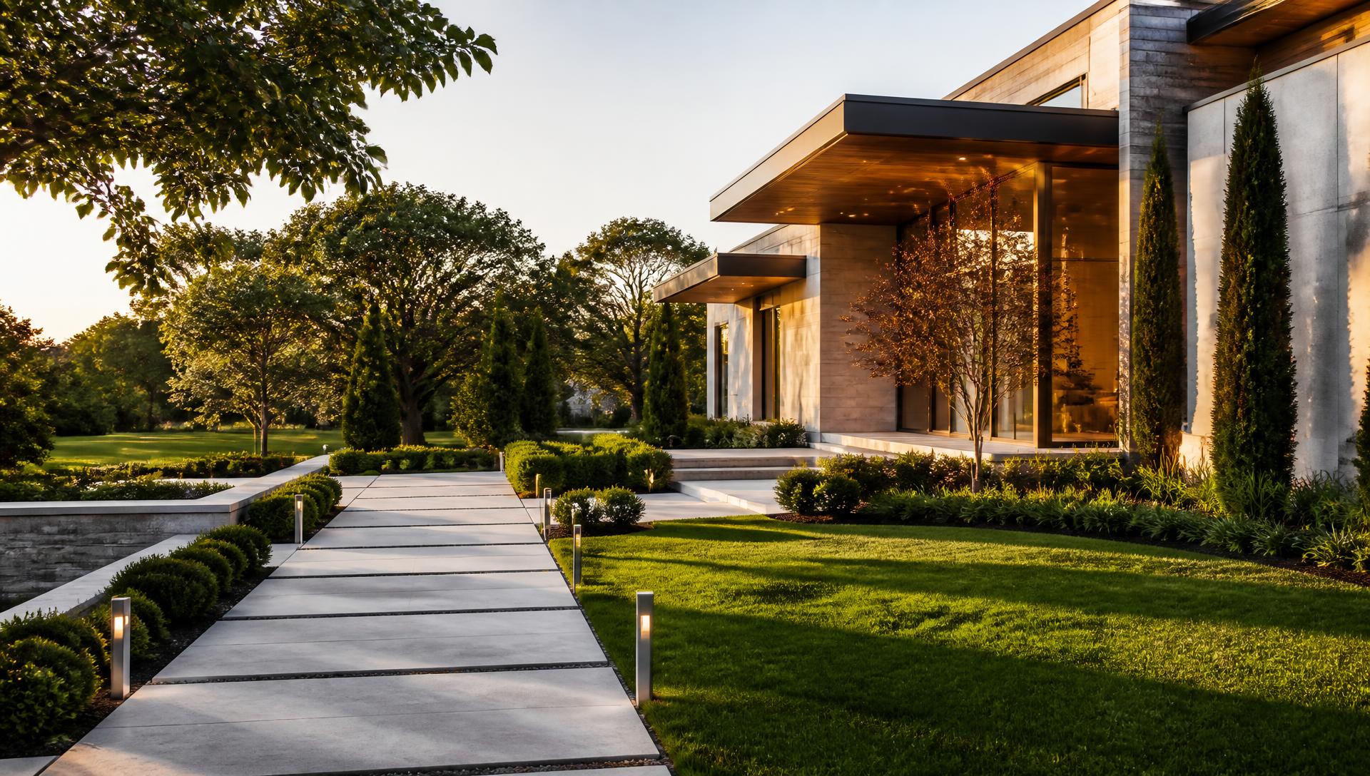 Well-maintained modern property in Nairobi with a manicured lawn and clean paving